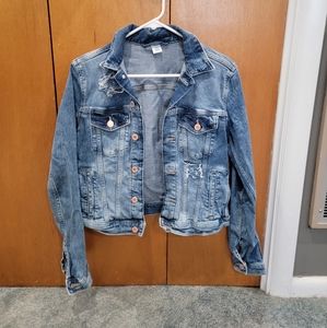 Distressed denim jacket